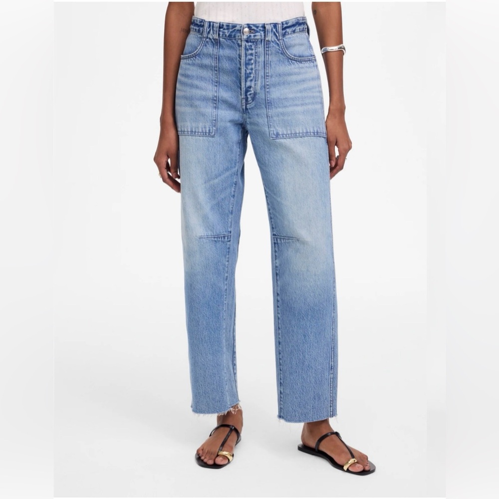 Madewell The Darted Barrel-Leg Jean Light Blue Riverbend Wash. Size 23. Worn 1x!